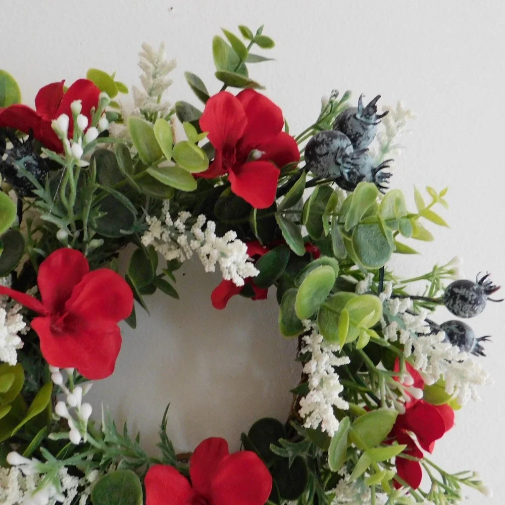 Patriotic Candle Ring‎ Red White Blue Mini Wreath Cabinet Wreath 4th of July
